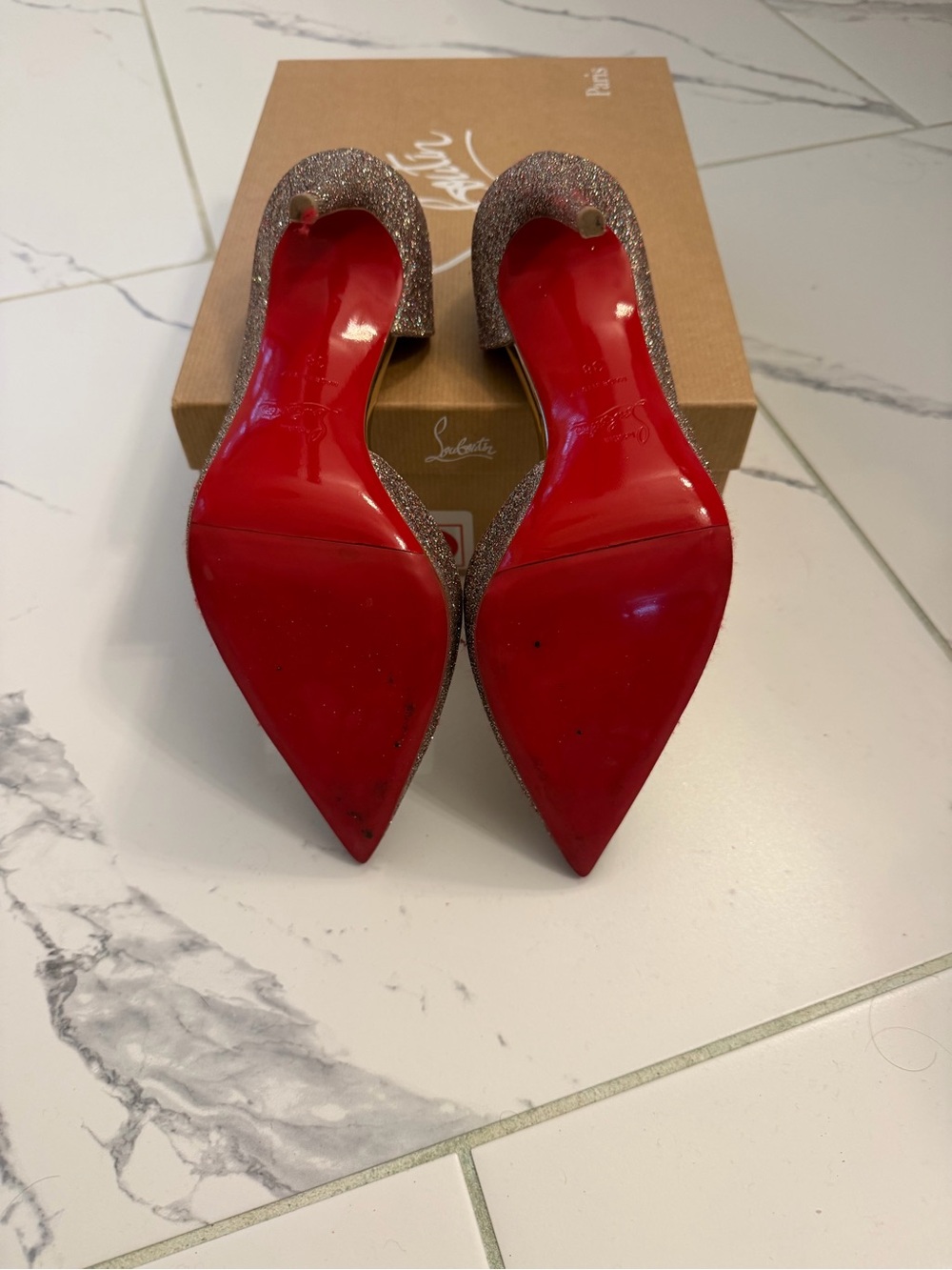Christian Louboutin Rose Gold Glitter Iriza 100 Pumps Size 38 - Picture 4 of 5